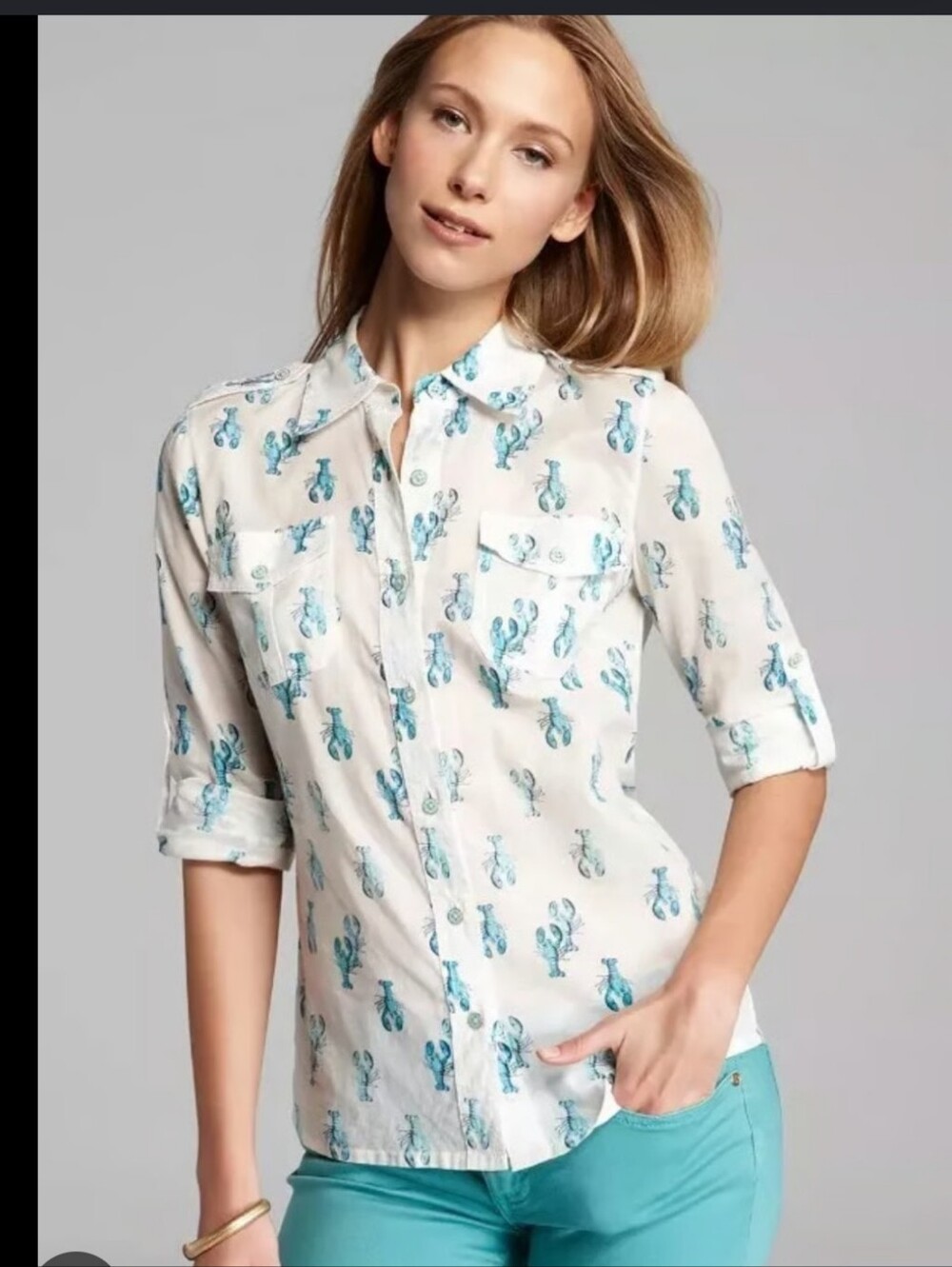 TORY BURCH Lobster Brigette Blouse Top Shirt sz 10